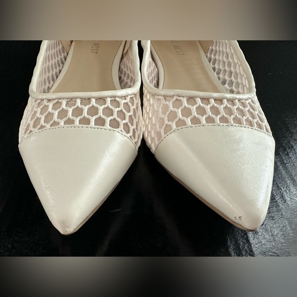 Nine West Cream Mesh Pointed Flats - Picture 6 of 16